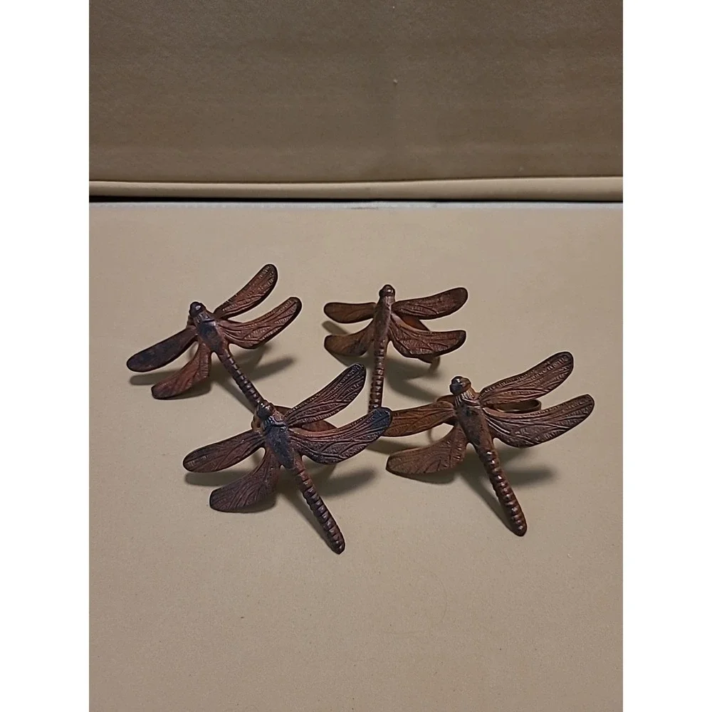 Vintage Rust Dragonfly Napkin Rings Metal Pier 1 Set‎ Of 4